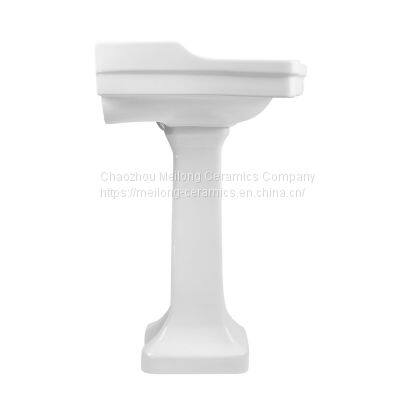 CUPC Bathroom 30 Inches 77cm Rectangle Ceramic Pedestal Sink With Backsplash photo-3