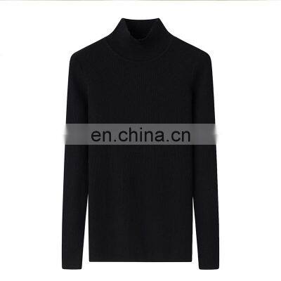 Fashionable 100% Cashmere Rib Knitting Jumper for Women High Neck Slim Fit Casual Style with Front Logo Solid Pattern for Winter