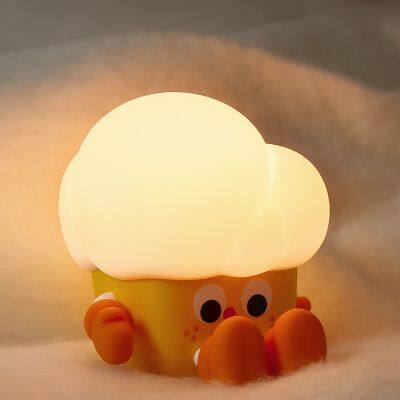 Creative Cartoon Popcorn Shape Baby Night Light Cute Soft Silicone Night Lamp Touch Sensor Led Lights for Kids Room Gift photo-2