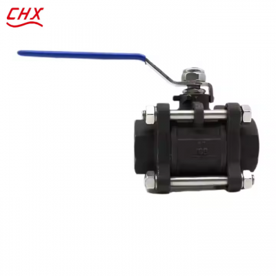ANSI API Ball Valve Internal Thread 3-Piece Forged Carbon Steel Manual t Handle 1000WOG