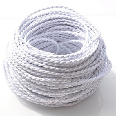 UL CE VDE SAA Twisted Cable 2 / 3 Core 0.824mm Black White Fabric Braided Electrical Wire Cable