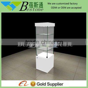 Free standing wooden jewelry display stand with lock