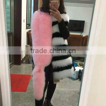 100% Real Fox Fur Colorful Scarf Winter Warmer Patchwork Fashion Scarves For Ladies