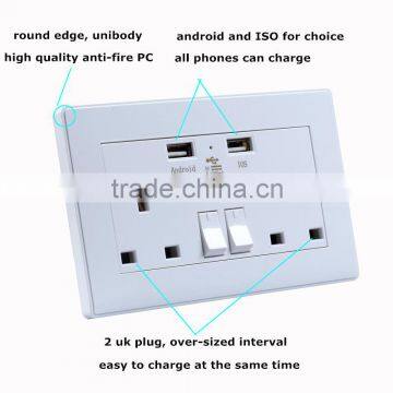 110-240V 16A UK usb wall socket OEM stickers for ipad iphone high speed