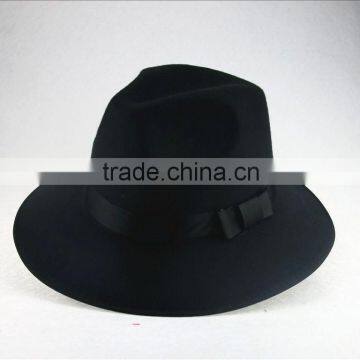 Large Brim Ribbon Fixed Man Women Stage Performance Fedora Jaz Hat