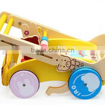 Wood baby toy cart with blocks Children Pull-Along Wooden Toy Block Cart