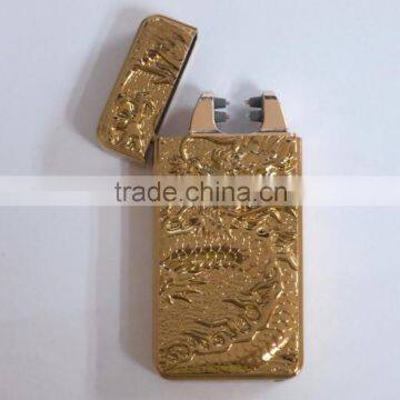 golden dragon USB Arc Lighter Windproof Flame-less Metal USB Rechargeable Lighter for Cigar Pipe Cigarette