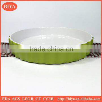 cake baking pan ceramic stripe round fruit pie plate,stoneware color porcelain cake baking plate,Cheese pan stripe round shape