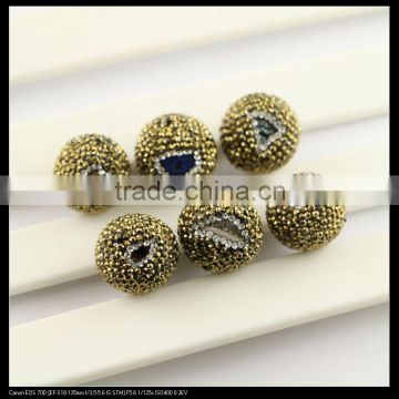 LFD-0088B Mixed Color Smile Druzy Drusy Quartz Stone & Rhinestone Connector Spacer Beads Jewelry Finding