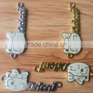 2015 New Arrive Cat Head Shape With Silver Glitter Finishing Sew-on Badges --- BG1503 photo-2