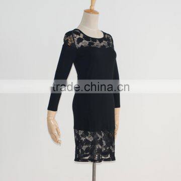 Autumn Fall Dress Woman Trendy Cotton Dress With Lace Joining Together Supplier's Choice photo-3