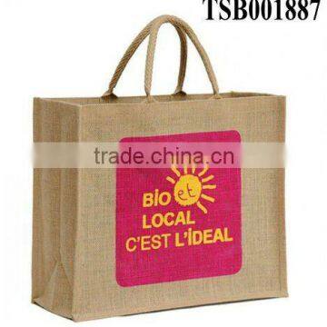 hot sale fashion promotional jute tote bags wholesale with printing