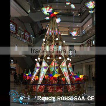 Hotel/shopping center christmas festival trees, LED lights motif christmas tree for decoration