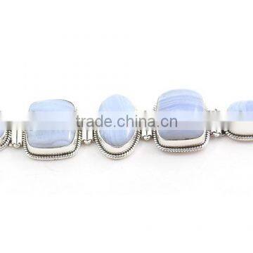 925 sterling bracelet silver wholesale jewelry natural gemstone jewelry blue lace agate bracelet