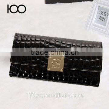 Long style clutch crocodile wallet for girls factory in Guangzhou