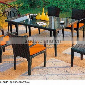 outdoor rattan garden dining furniture table and 6 chairs