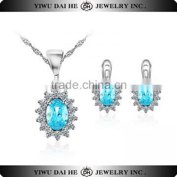 SNS029 Bule 925 Sterling Silver Bridal Jewelry Sets