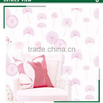 amazing foaming non woven wallpaper, pink pastoral flower wall paper for project , decorating wall decal deco