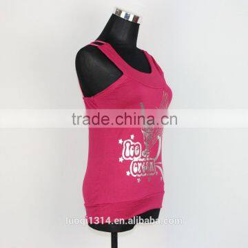 High Quality Polyester/cotton Woman Adjustable Pink Ladies Tank Top photo-4