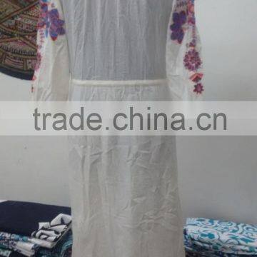 Indian Hand Embroidered Girls Party Wear Long Dress Designer Gauze Cotton Embroidery Evening Dress Handmade Hippie Dress photo-4