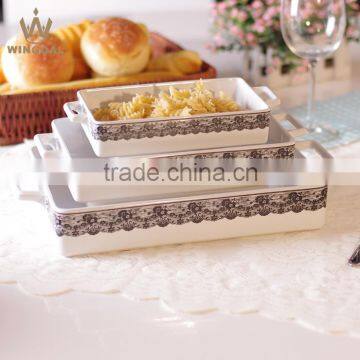 Ceramic bakeware set oven saft stoneware baking dish with handle                        
                                                Quality Choice