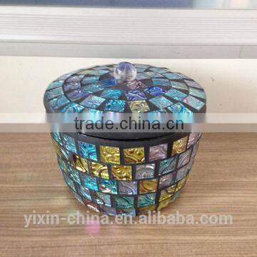 blue mosaic glass cottom jewelry box