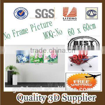 New Material PET 1.5mm No Frame Picture plastic 3D blister picture/ PVC 3D picture