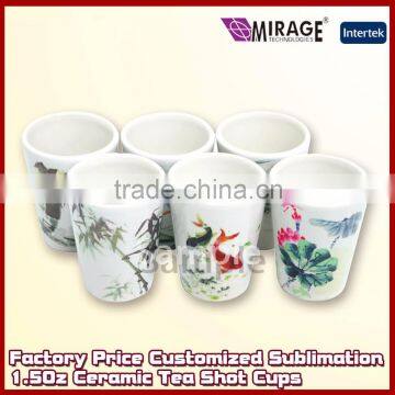 Factory Price Customized Sublimation 1.5Oz Ceramic Tea Shot Cups