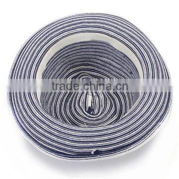 New Style Panama Straw Caps Blue and White Striped Homburg Hat photo-3