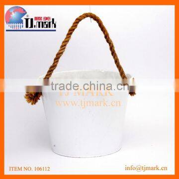 OUTDOOR WATER BUCKET WHITE BUCKET WITH 1 HEMP ROPE HANDLE