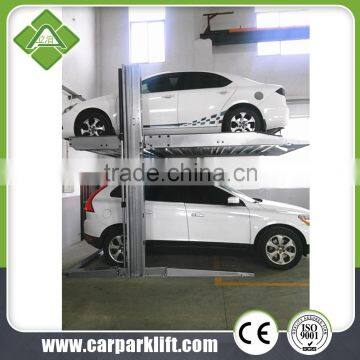 2 level two pillar auto parking lift for home car stacking usage