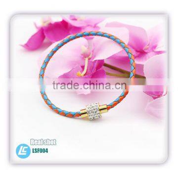 genuine leather bracelet for women with crystal end clasp