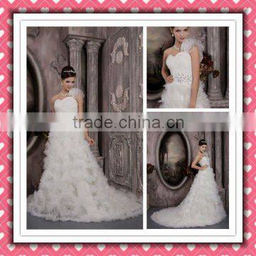 2012 New Arrival Fashionable One-shoulder Puff Winter Dress Ball Gown Wedding Dress Bridal Gown XYY-005