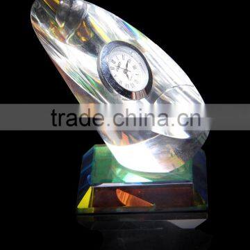 Fashion Horseshoe Glass Crystal Desk Clock With CAMRY Logo