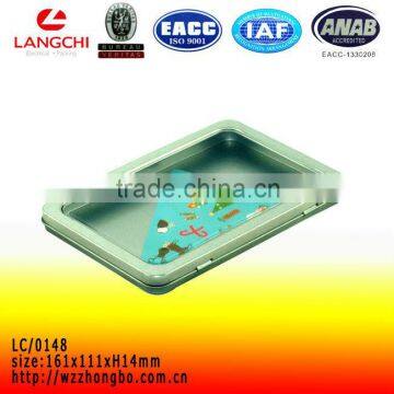 Hot sale rectangle tin box with pvc window for colorful cards