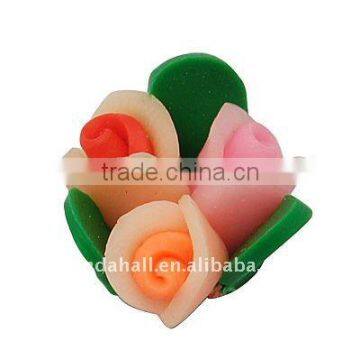 Handmad Polymer Clay Beads, Flower, Multicolor, about 22x13mm, hole: 2mm(RESI-Q002-2)