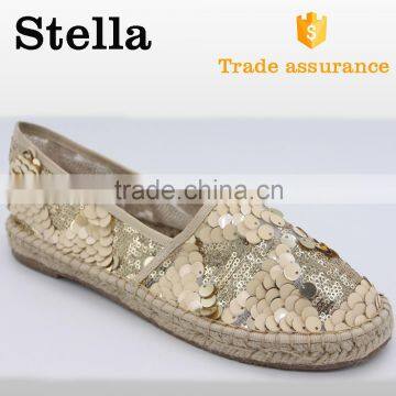 high flat platform women woven sequin espadrilles