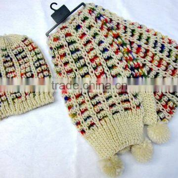 Knitted kid's winter colorful hat and scarf set wholesale hat and scarf sets