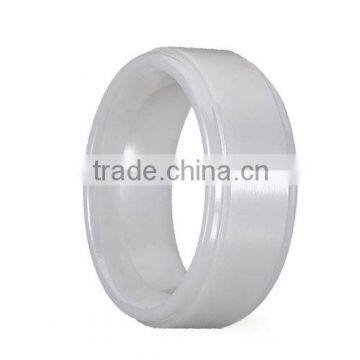 Classic White Brushed & Polished Ceramic Wedding Ring