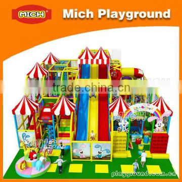 Colorful plastic indoor playground equipment with three slides