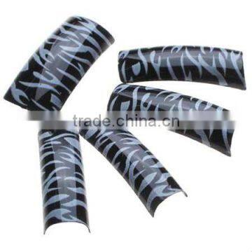 Black Blue Design French Acrylic Nail Tips X 100 HN319