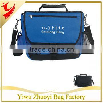 Wholesale Conference Messenger Bag with Side Mesh and Side Flap Pocket Made of 600D Polye