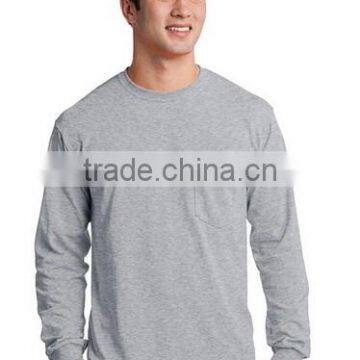 men's pocket design casual bulk long sleeve t-shirts