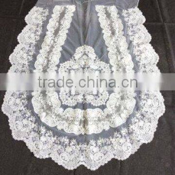 polyester Ivory latest European noble classic embroidery lace polyester delantal fabric big size 120cm*100cm for lady