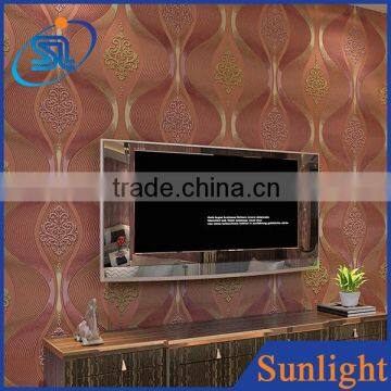 Chinese simple high foaming non-woven wallpapers TV background wall paper 3d