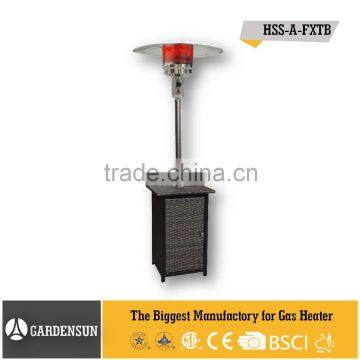 Gas patio heater Stand Square Patio Heater in golden hammered and wicker GARDENSUN 41,000BTU with CE CSA AGA ISO