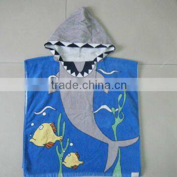 100% Cotton children's swimming towel children poncho hooded poncho