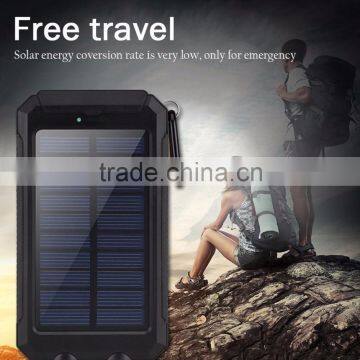 With Flashlight Compass IP67 Waterproof Solar Charger External Battery Pack 10000mAh Solar Power Bank Phone Charger for Travel Quality Choice