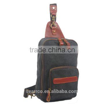 Customized men casual cross body sling canvas chest shoulder bag in china