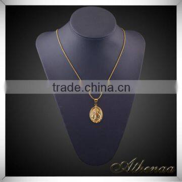 Gold Plated Polished Finish Jewelry Daily Wear Brass Round Pendant photo-2